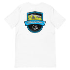 Official Beach Bum Short-Sleeve Unisex T-Shirt- Surf • Beach • Fish Shield (Art on Back)