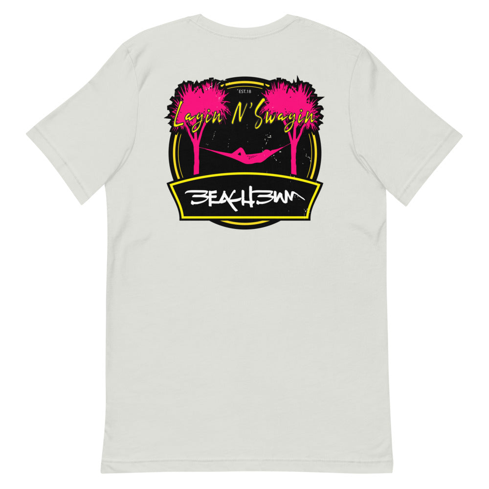 Official Beach Bum Short-Sleeve Unisex T-Shirt- Layin N' Swayin (Art on Back)