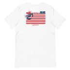 Official Beach Bum Short-Sleeve Unisex T-Shirt- Red, White, and Blue Crab (Art on Back)